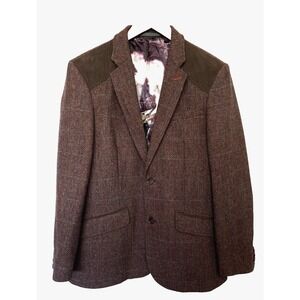 Ted Baker London Mens 100% Wool Tweed Blazer Jacket Size 3 US 38 Brown‎